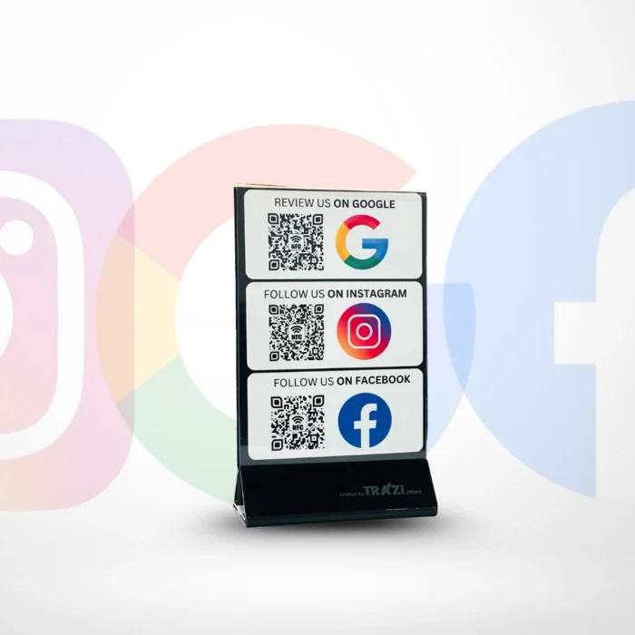 Instagram Facebook and Google QR Code NFC Stand | Trazi Store