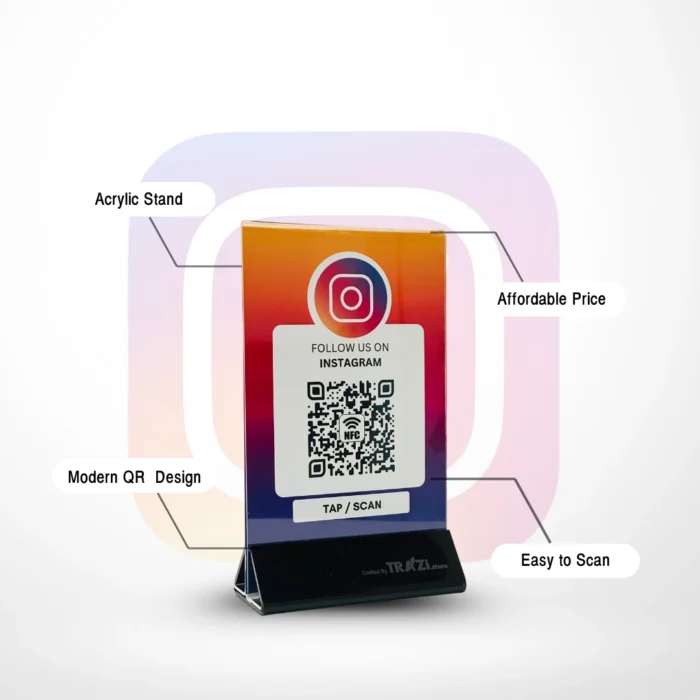 Instagram QR Code NFC Stand in India | Instagram Scanner Stand | QR Code Stand for Shop | Trazi store